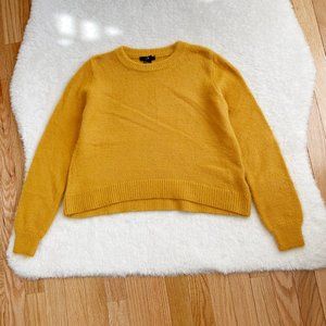 H&M NWOT Women's Soft Knit Cropped Crew Neck Sweater, Yellow, Size Large